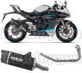 Impianto Di Scarico Completo Non Catalizzato E Con Omologazione Suono Indy-Race Evo Alluminio Nero Carbonio - Arrow Special Parts Compatibile Con Cfmoto 450 Nk (2023-2024)