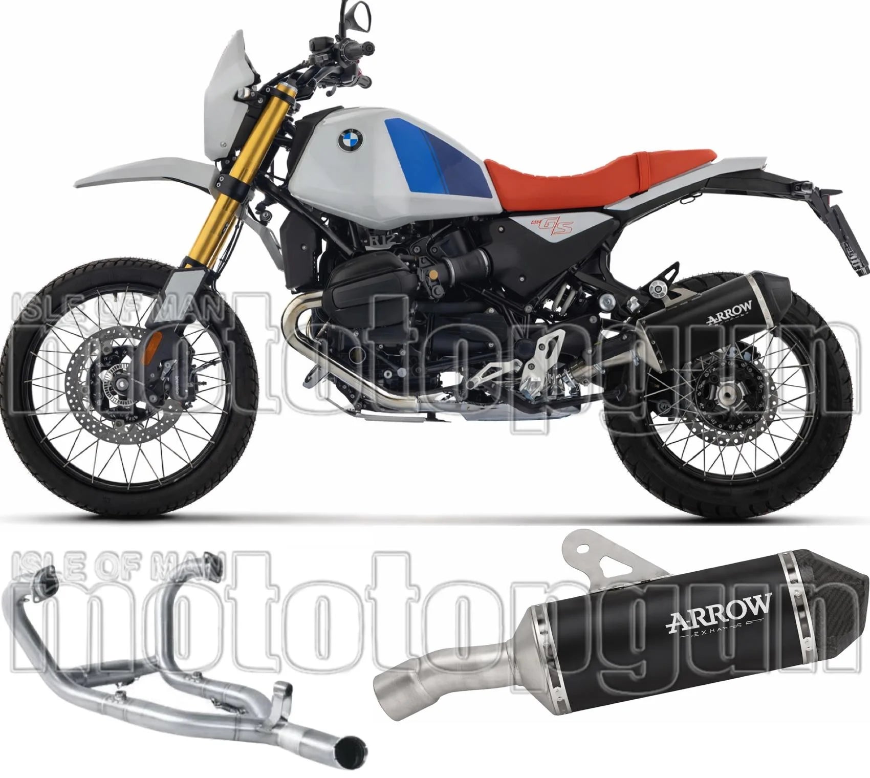 Impianto Di Scarico Completo Non Catalizzato E Con Omologazione Suono Explorer Alluminio Nero Fondello Carby - Arrow Special Parts Compatibile Con Bmw R12 G - S (2025-2026)