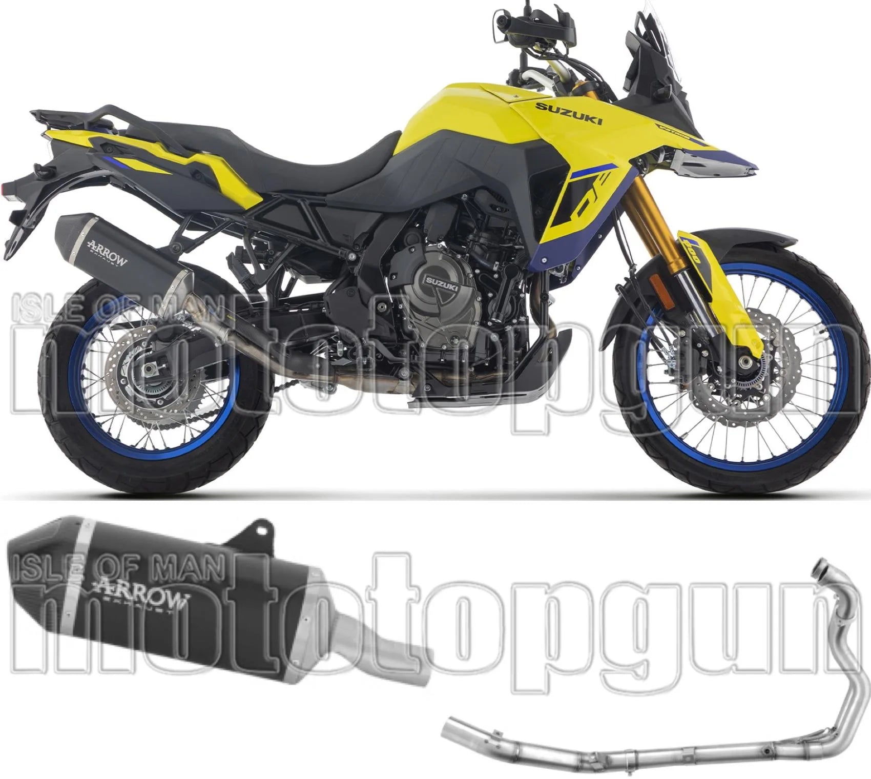 Impianto Di Scarico Completo Non Catalizzato E Con Omologazione Suono Explorer Alluminio Nero Fondello Carby - Arrow Special Parts Compatibile Con Suzuki V-Strom 800 Se (2025-2026)