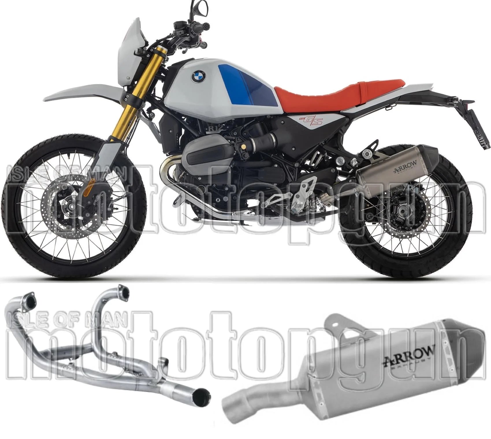 Impianto Di Scarico Completo Non Catalizzato E Con Omologazione Suono Explorer Titanio Fondello Carby - Arrow Special Parts Compatibile Con Bmw R12 G - S (2025-2026)