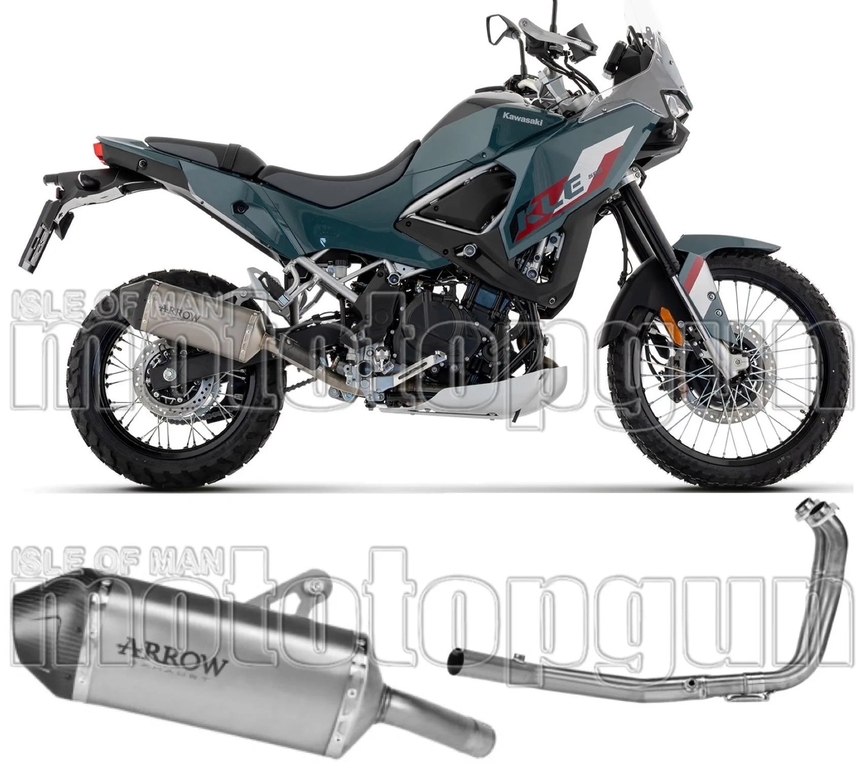 Impianto Di Scarico Completo Non Catalizzato E Con Omologazione Suono Explorer Titanio Fondello Carby - Arrow Special Parts Compatibile Con Kawasaki Kle 500 (2026)