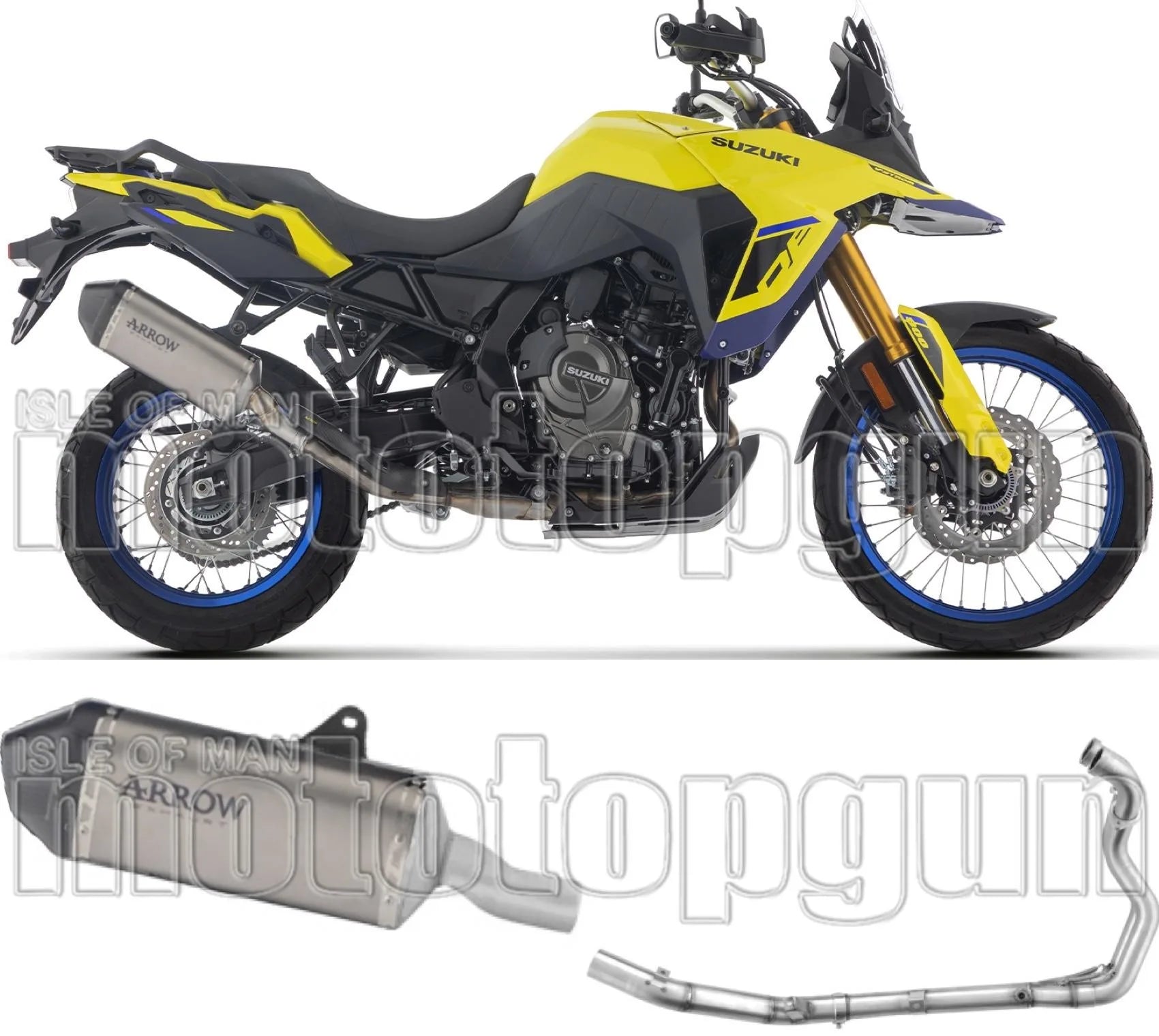 Impianto Di Scarico Completo Non Catalizzato E Con Omologazione Suono Explorer Titanio Fondello Carby - Arrow Special Parts Compatibile Con Suzuki V-Strom 800 Se (2025-2026)