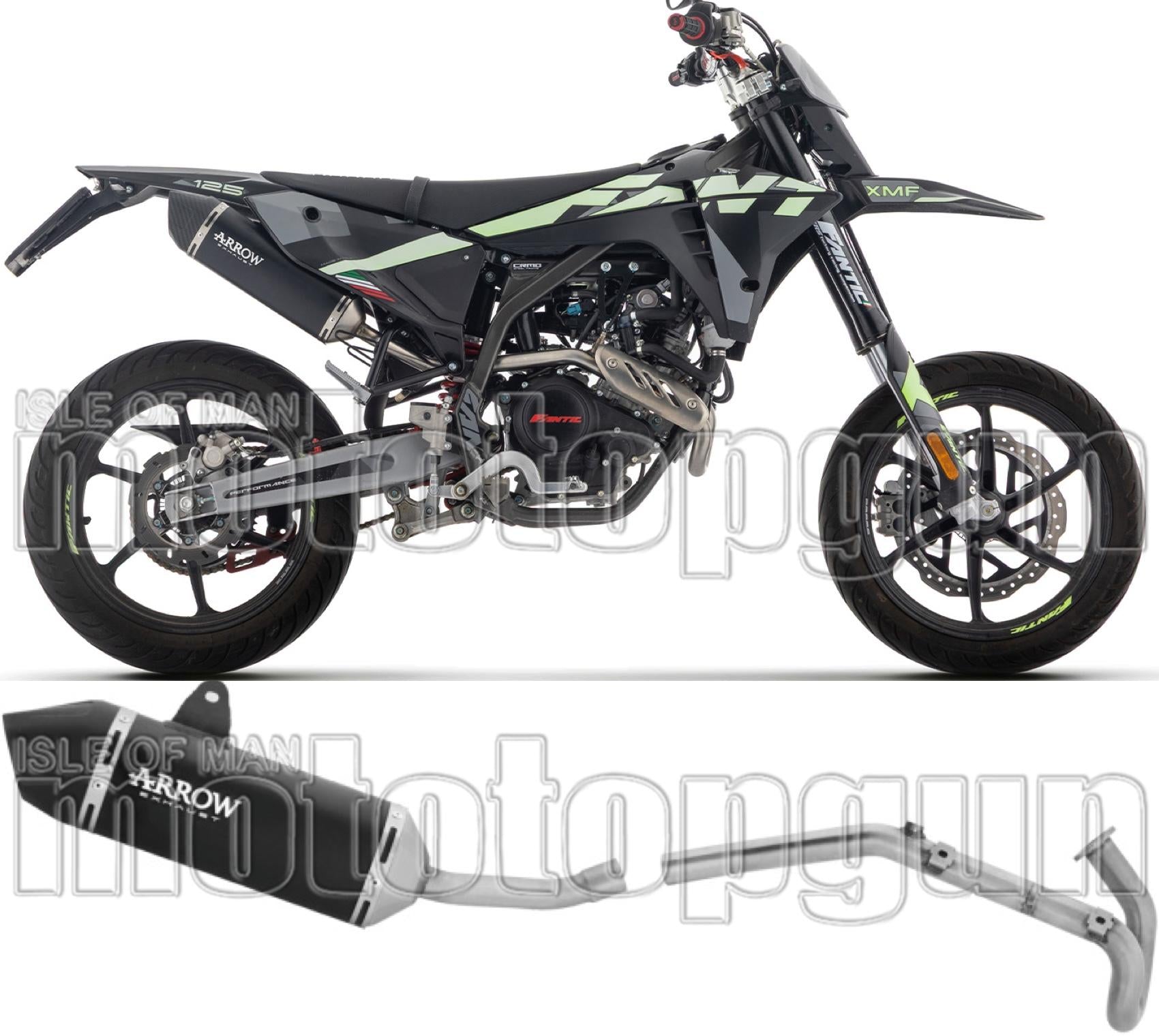 Complete Non-Catalytic Exhaust System With Sound Certification Icon Black Aluminium Carby End Cap - Arrow Special Parts Compatible With Fantic Motor Xmf 125 (2025-2026)