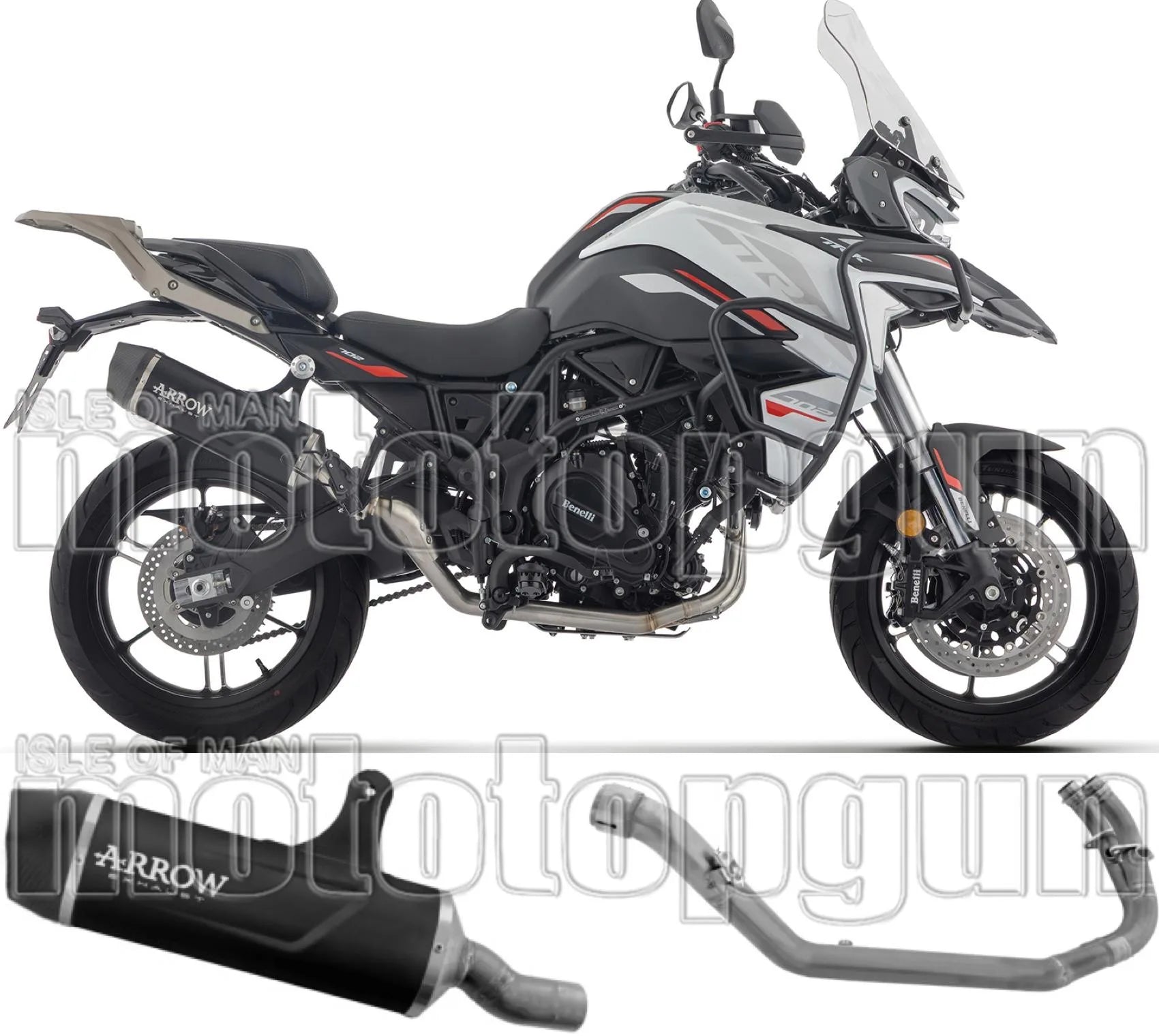 Impianto Di Scarico Completo Non Catalizzato E Con Omologazione Suono Indy Race Alluminio Nero Fondello Carby - Arrow Special Parts Compatibile Con Benelli Trk 702 - X (2025-2026)
