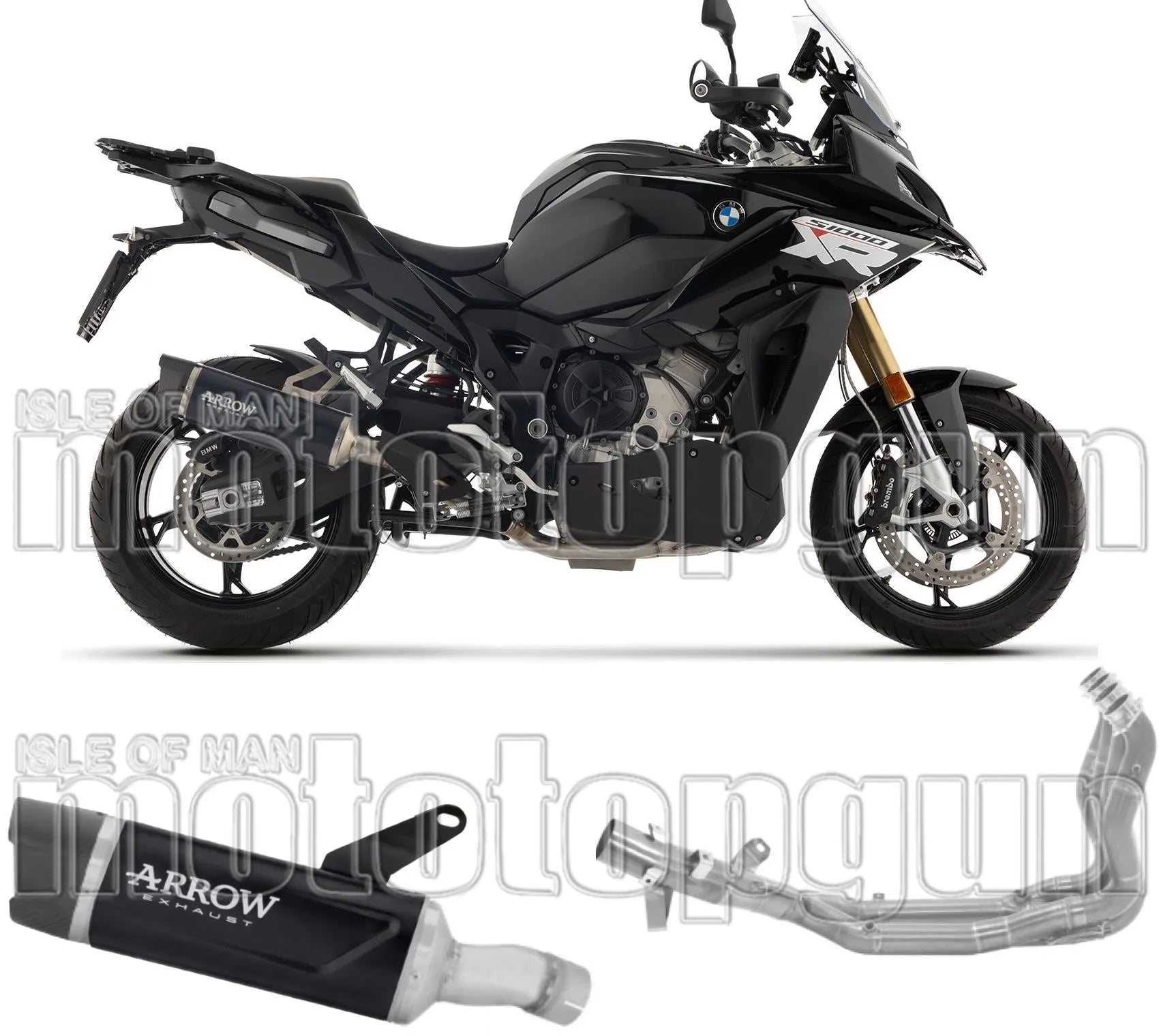 Impianto Di Scarico Completo Non Catalizzato E Con Omologazione Suono Indy-Race Evo Alluminio Nero Fondello Carby - Arrow Special Parts Compatibile Con Bmw S 1000 Xr (2024-2026)