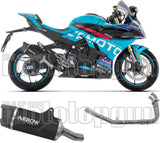 Impianto Di Scarico Completo Non Catalizzato E Con Omologazione Suono Indy-Race Evo Alluminio Nero Fondello Carby - Arrow Special Parts Compatibile Con Cfmoto 450 Nk (2025-2026)