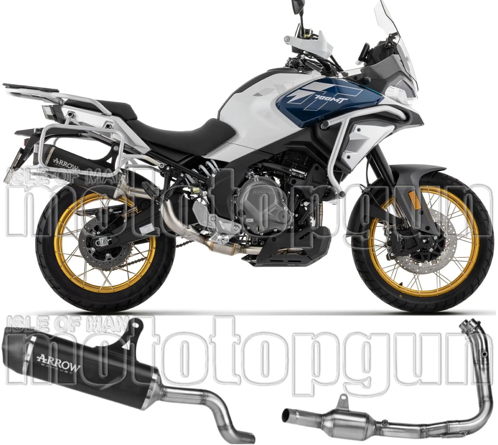 Impianto Di Scarico Completo Non Catalizzato E Con Omologazione Suono Indy-Race Evo Alluminio Nero Fondello Carby - Arrow Special Parts Compatibile Con Cfmoto 700 Mt Adventure (2025-2026)