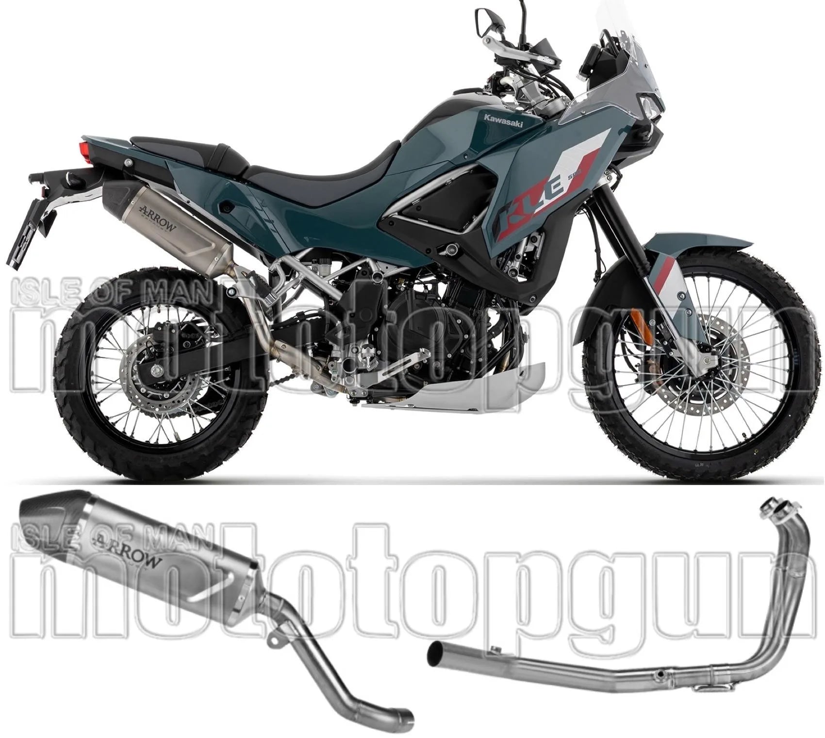 Impianto Di Scarico Completo Non Catalizzato E Senza Omologazione Suono Indy-Race Evo Titanio Fondello Carby - Arrow Special Parts Compatibile Con Kawasaki Kle 500 (2026)