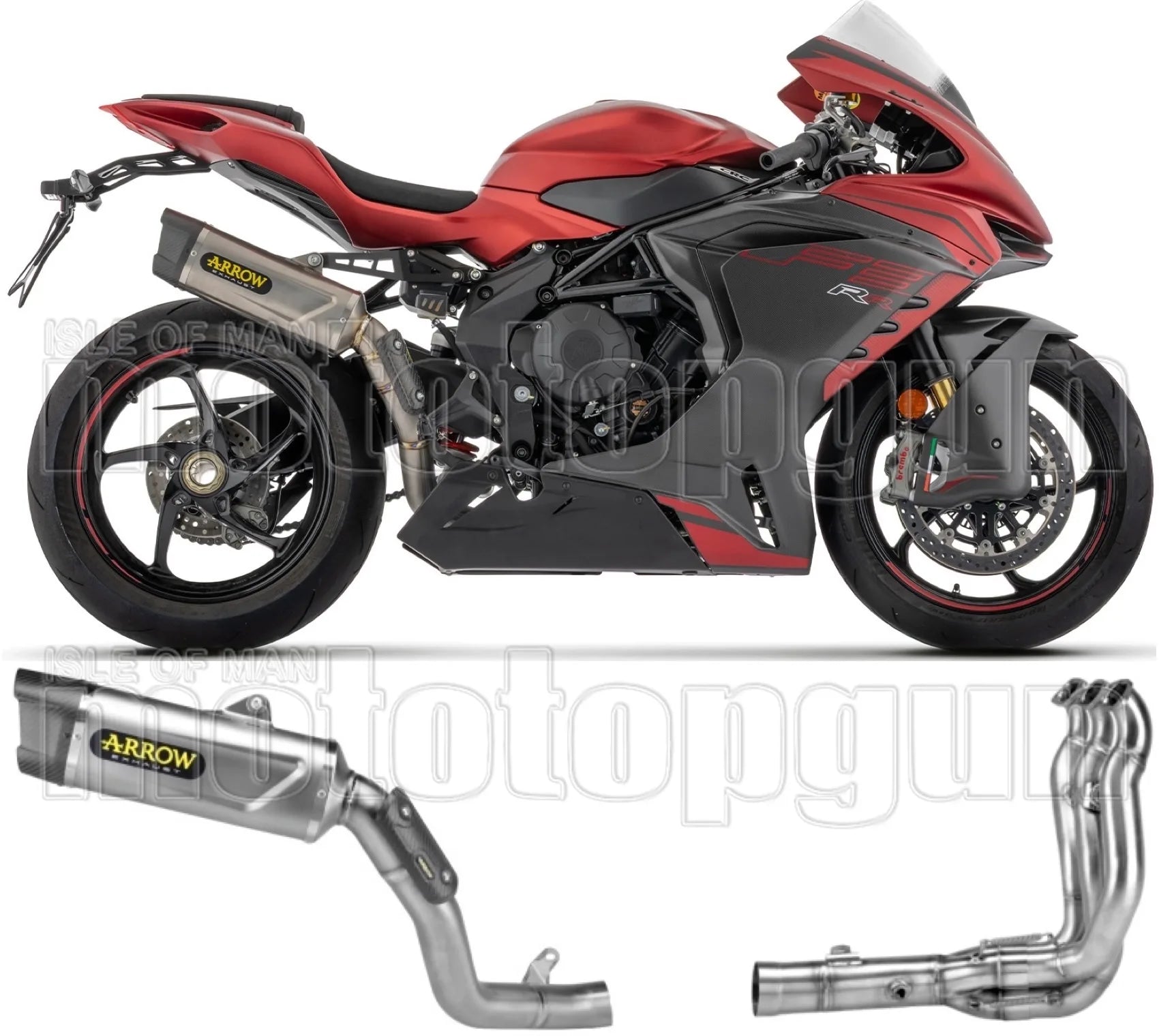 Impianto Di Scarico Completo Non Catalizzato E Con Omologazione Suono Indy-Race Evo Corpo In Titanio E Coppa In Carbonio - Arrow Special Parts Compatibile Con Mv Agusta F3 800 (2022-2026)