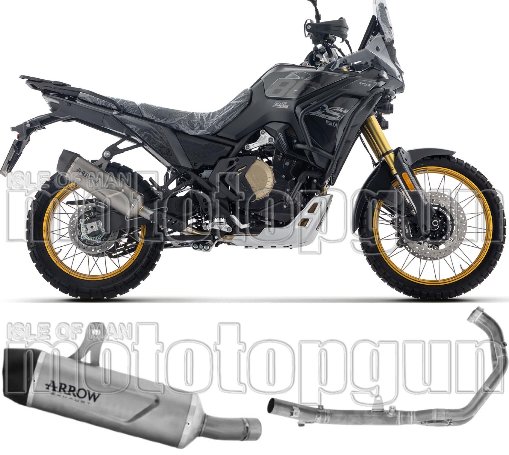 Complete Non-Catalytic Exhaust System With Sound Certification Indy-Race Evo Titanium Steel End Cap - Arrow Special Parts Compatible With Voge Valico 800 Dsx Rally (2025-2026)