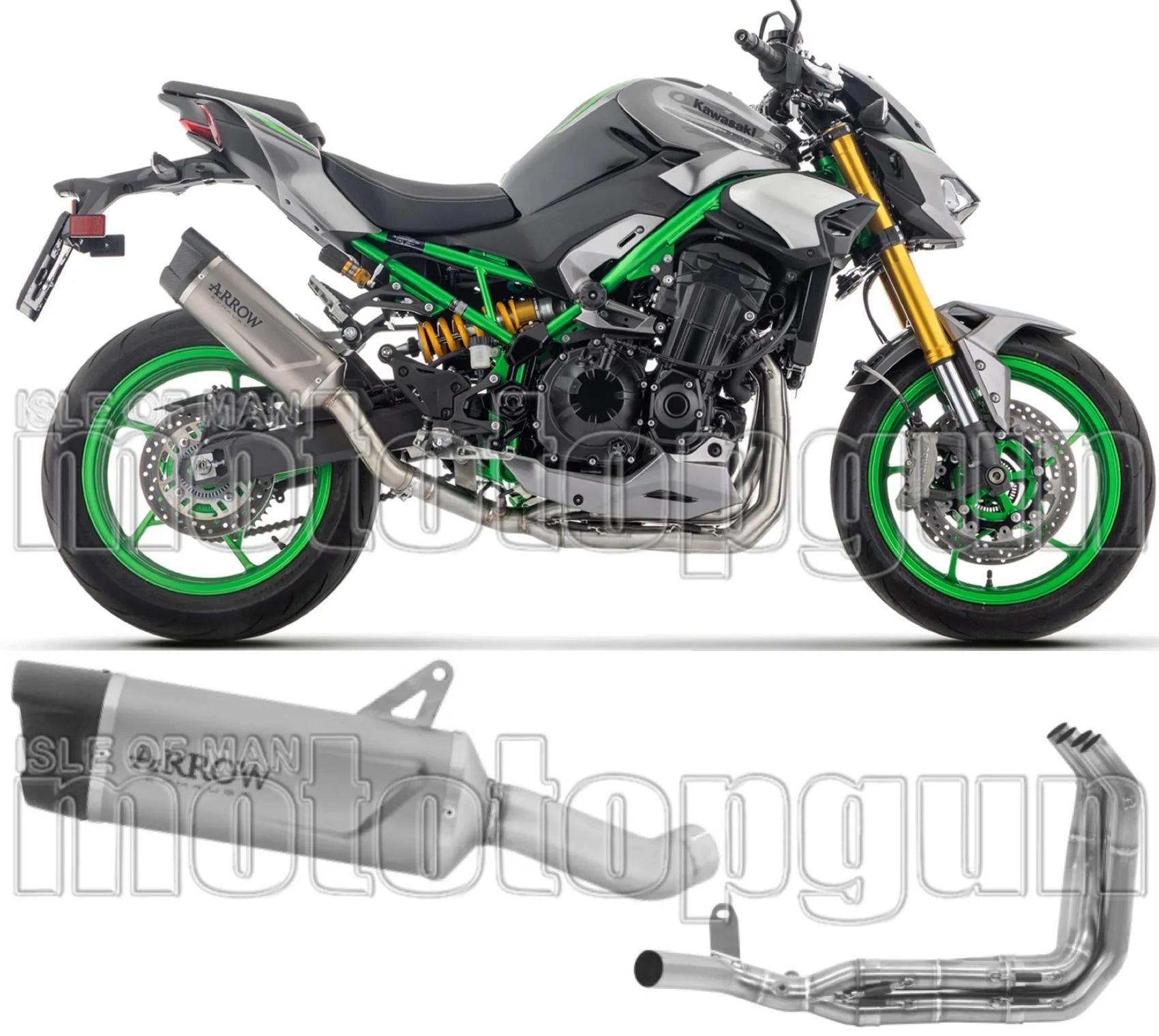 Impianto Di Scarico Completo Non Catalizzato E Con Omologazione Suono Indy-Race Evo Titanio Fondello Carby - Arrow Special Parts Compatibile Con Kawasaki Z 900 (2025-2026)