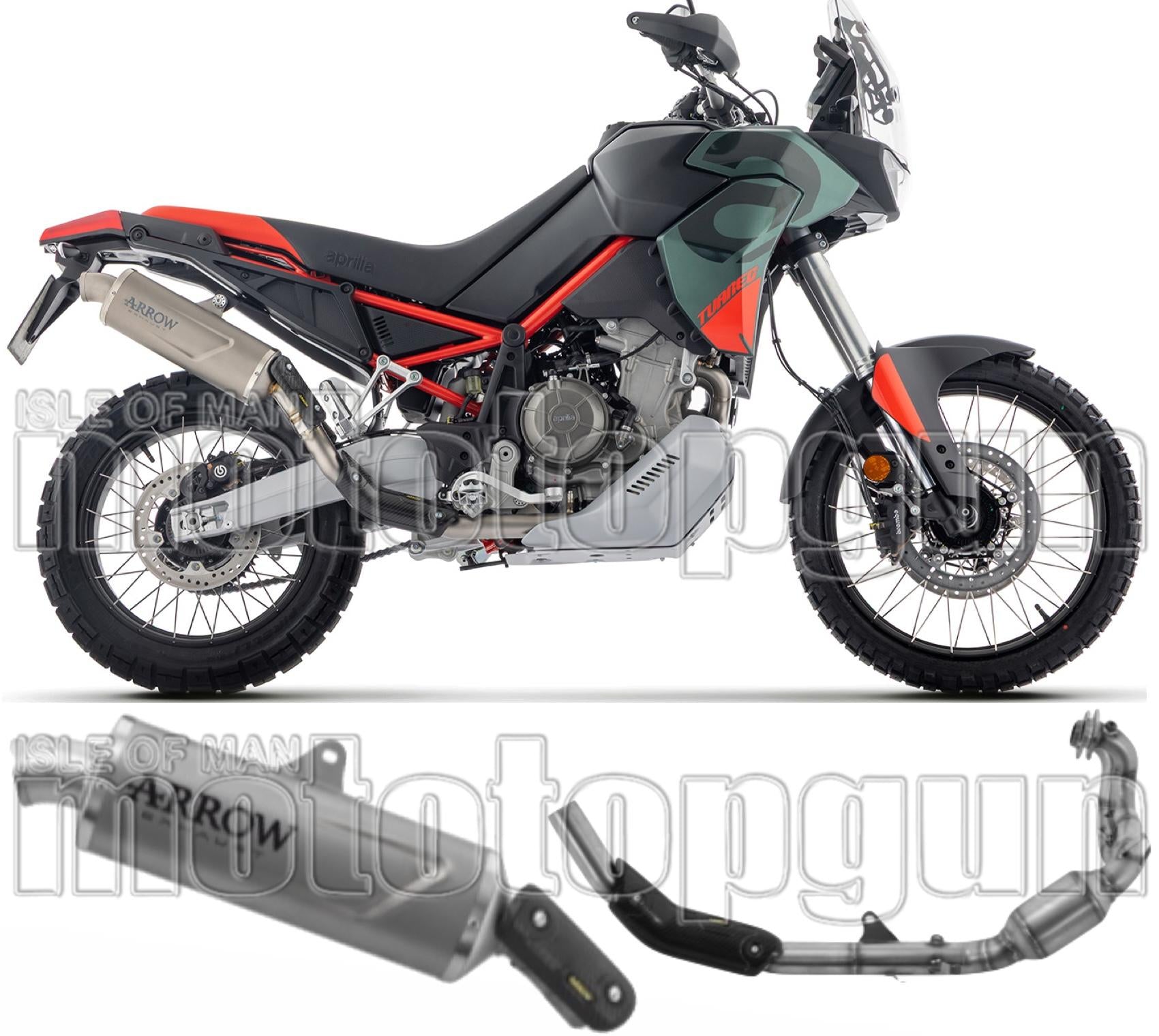 Complete Non-Catalytic Exhaust System With Sound Certification Indy-Race Evo Titanium Carby End Cap - Arrow Special Parts Compatible With Aprilia Tuareg 660 (2025-2026)