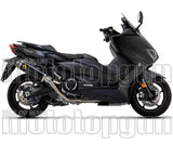 Impianto Di Scarico Completo Catalizzato E Con Omologazione Suono Indy-Race Titanio Nero Carbonio - Arrow Special Parts Compatibile Con Yamaha Xp 530 T-Max (2017-2019)