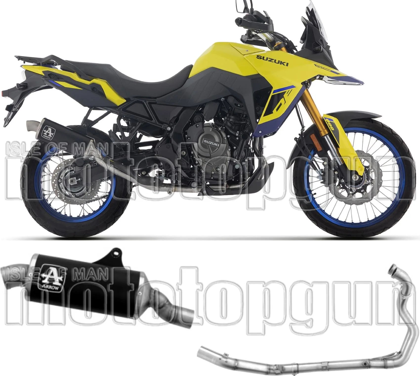 Impianto Di Scarico Completo Non Catalizzato E Con Omologazione Suono Indy-Race Alluminio Nero Fondello Inox - Arrow Special Parts Compatibile Con Suzuki V-Strom 800 De (2025-2026)