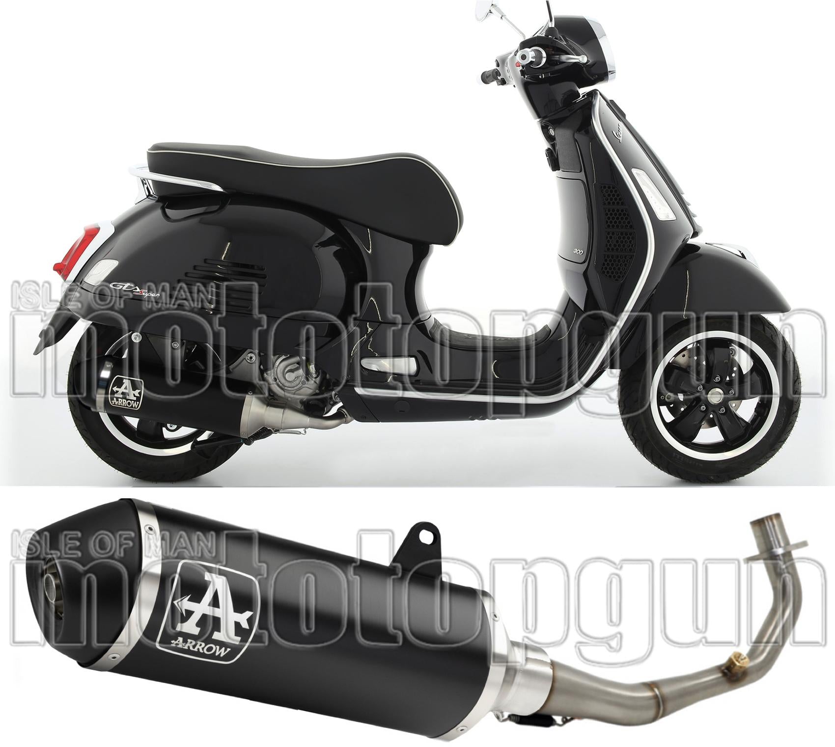Complete Non-Catalytic Exhaust System With Sound Certification Urban Black Aluminium Black Aluminium - Arrow Special Parts Compatible With Piaggio Vespa Gts 300 (2021-2024)