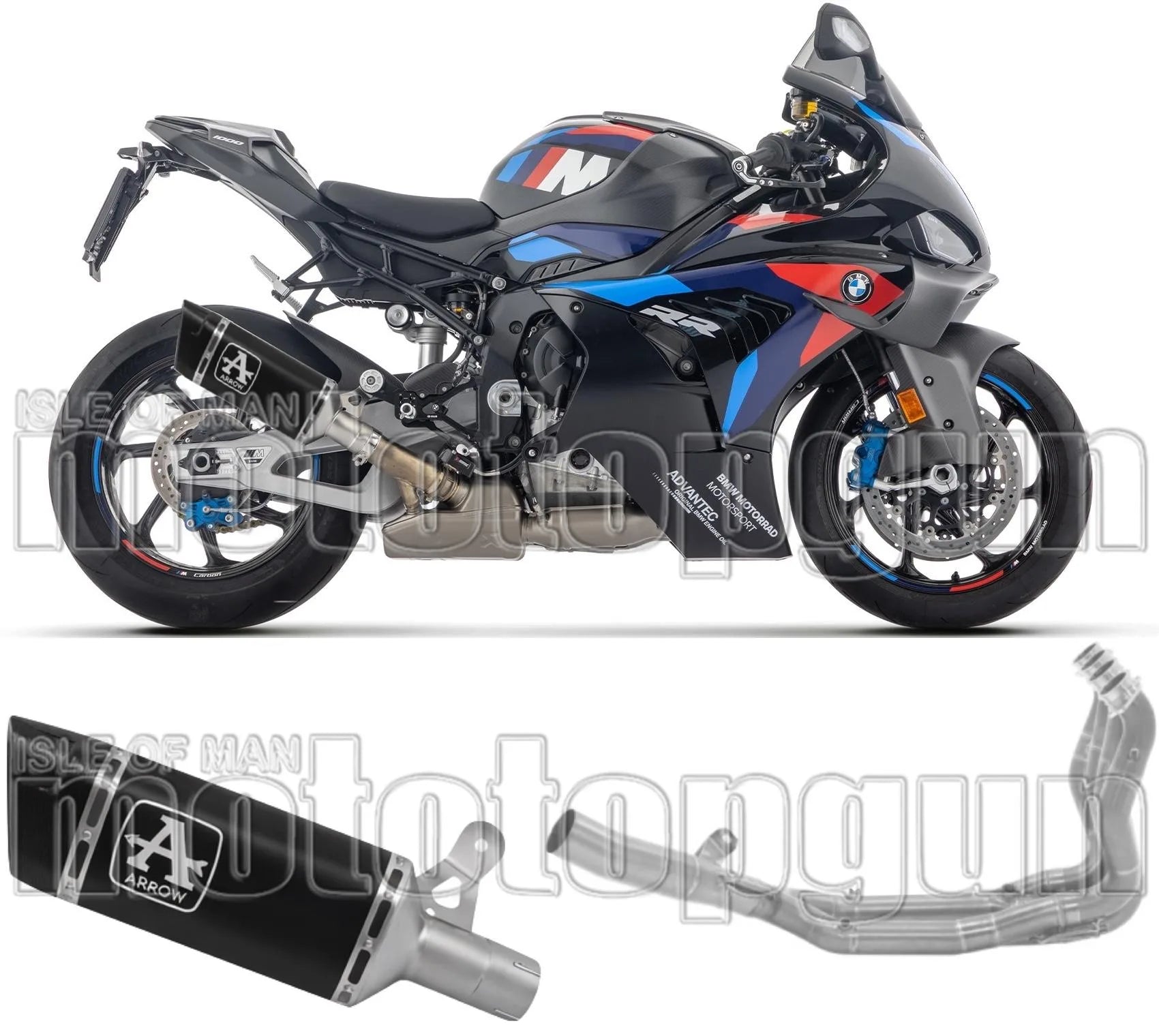 Impianto Di Scarico Completo Non Catalizzato E Con Omologazione Suono Pista Titanio Nero Fondello Carby - Arrow Special Parts Compatibile Con Bmw M 1000 Rr (2025-2026)