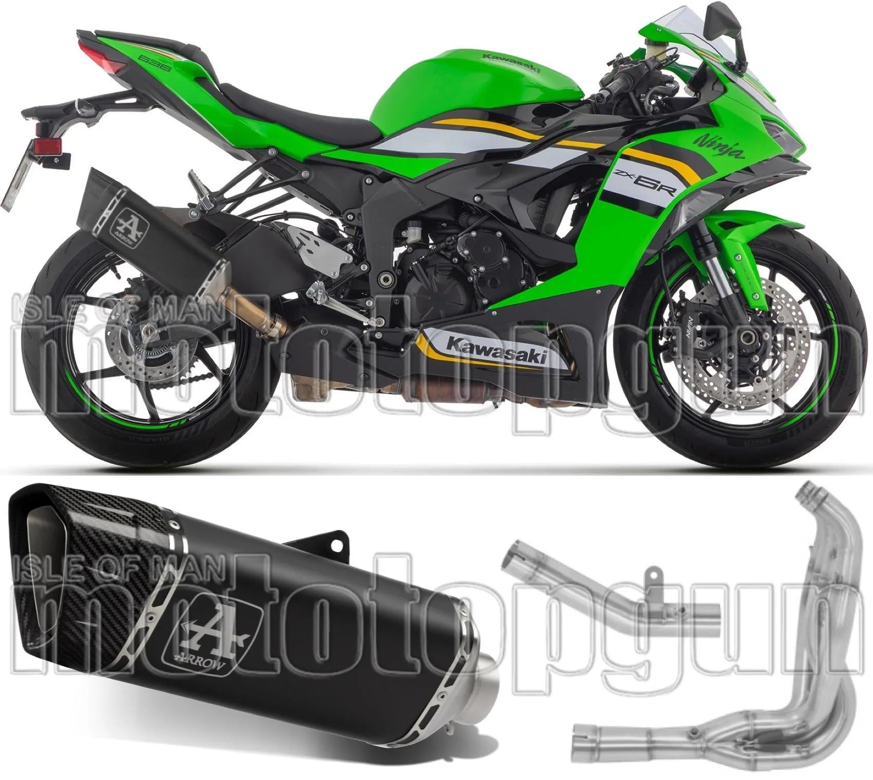 Impianto Di Scarico Completo Non Catalizzato E Con Omologazione Suono Pista Titanio Carbonio - Arrow Special Parts Compatibile Con Kawasaki Zx 6R 636 (2024-2026)