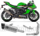 Impianto Di Scarico Completo Non Catalizzato E Con Omologazione Suono Pista Titanio Carbonio - Arrow Special Parts Compatibile Con Kawasaki Zx 6R 636 (2024-2026)