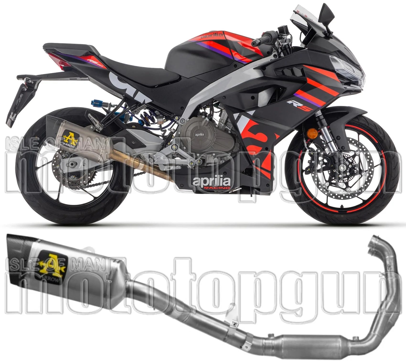 Impianto Di Scarico Completo Catalizzato E Con Omologazione Suono Pista Titanio Carbonio - Arrow Special Parts Compatibile Con Aprilia Rs 457 (2024-2025)