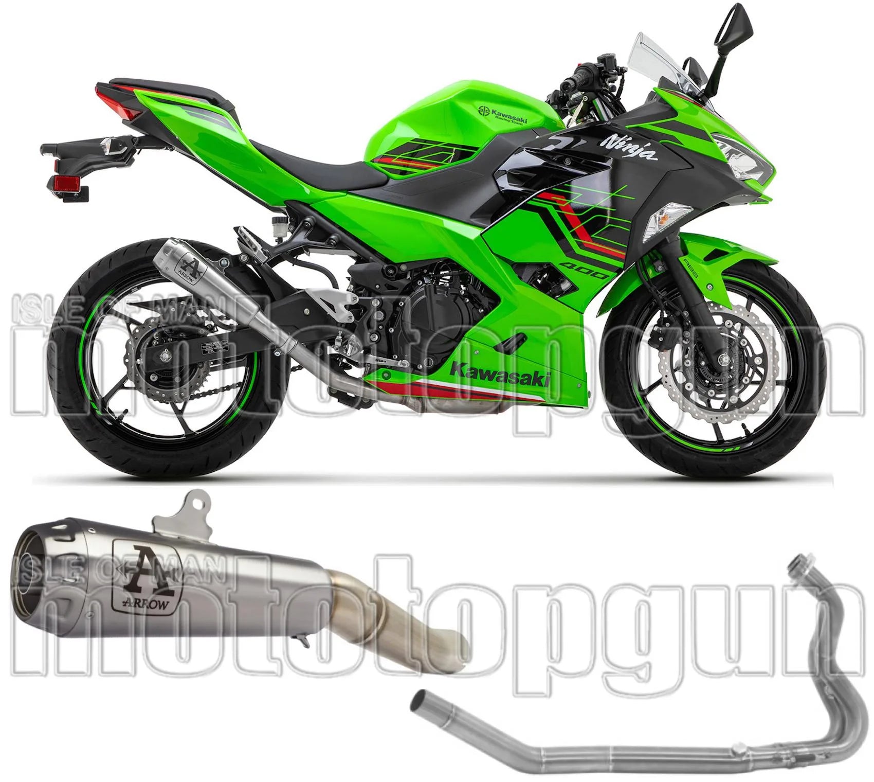 Impianto Di Scarico Completo Non Catalizzato E Con Omologazione Suono Pro-Race Nichrom Acciaio - Arrow Special Parts Compatibile Con Kawasaki Z 400 (2023)