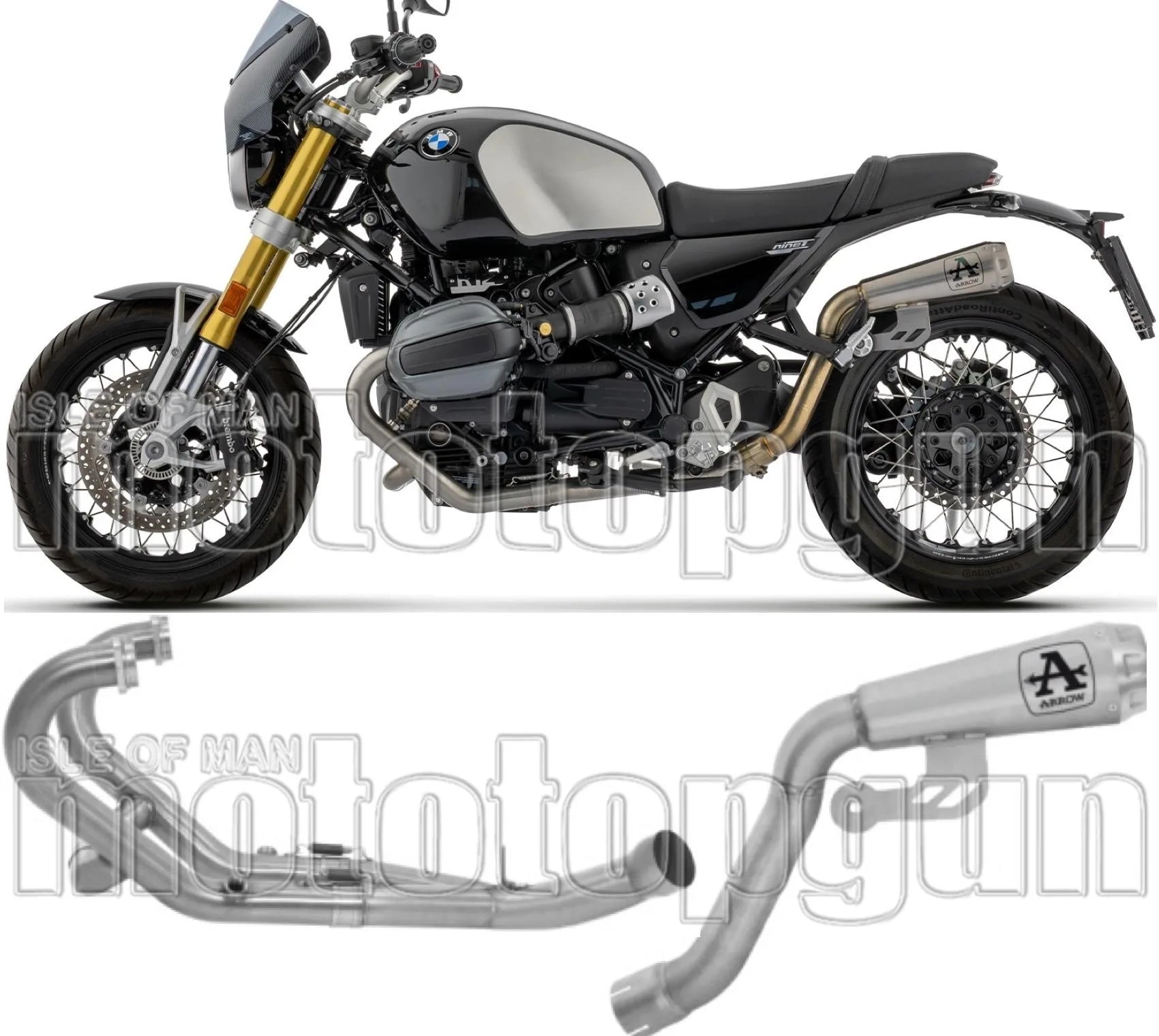 Impianto Di Scarico Completo Non Catalizzato E Con Omologazione Suono Pro-Race Full Titanio - Arrow Special Parts Compatibile Con Bmw R12 Nine T (2024-2026)
