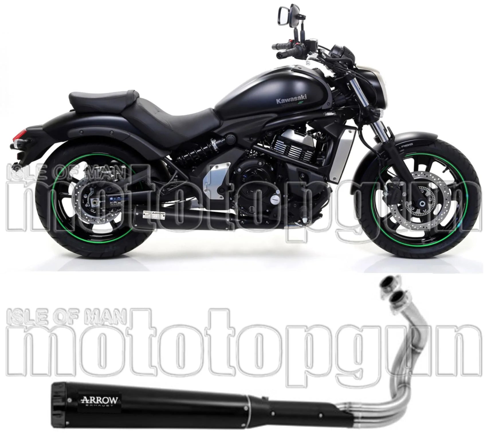 Impianto Di Scarico Completo Non Catalizzato E Con Omologazione Suono Rebel Alluminio Nero Alluminio Nero - Arrow Special Parts Compatibile Con Kawasaki Vulcan 650 S (2021-2024)