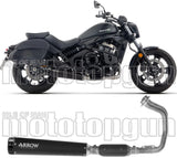 Impianto Di Scarico Completo Catalizzato E Con Omologazione Suono Rebel Inox Nero Fondello Alluminio Nero - Arrow Special Parts Compatibile Con Kawasaki Vulcan 650 S (2025-2026)