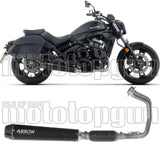 Impianto Di Scarico Completo Non Catalizzato E Con Omologazione Suono Rebel Inox Nero Fondello Carby - Arrow Special Parts Compatibile Con Kawasaki Vulcan 650 S (2025-2026)