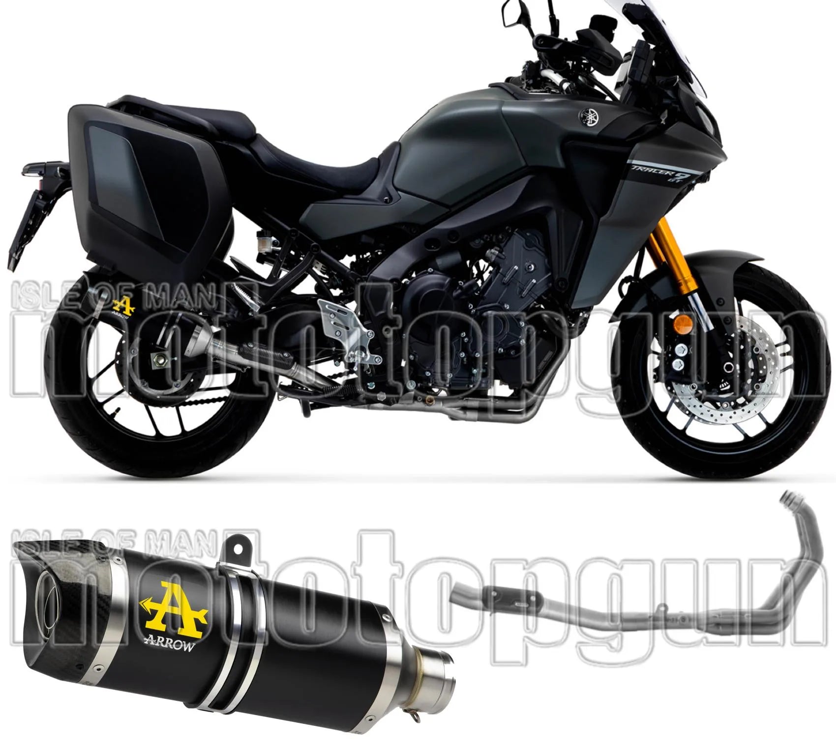 Impianto Di Scarico Completo Catalizzato E Con Omologazione Suono Thunder Alluminio Nero Carbonio - Arrow Special Parts Compatibile Con Yamaha Tracer 9 Gt (2021-2024)