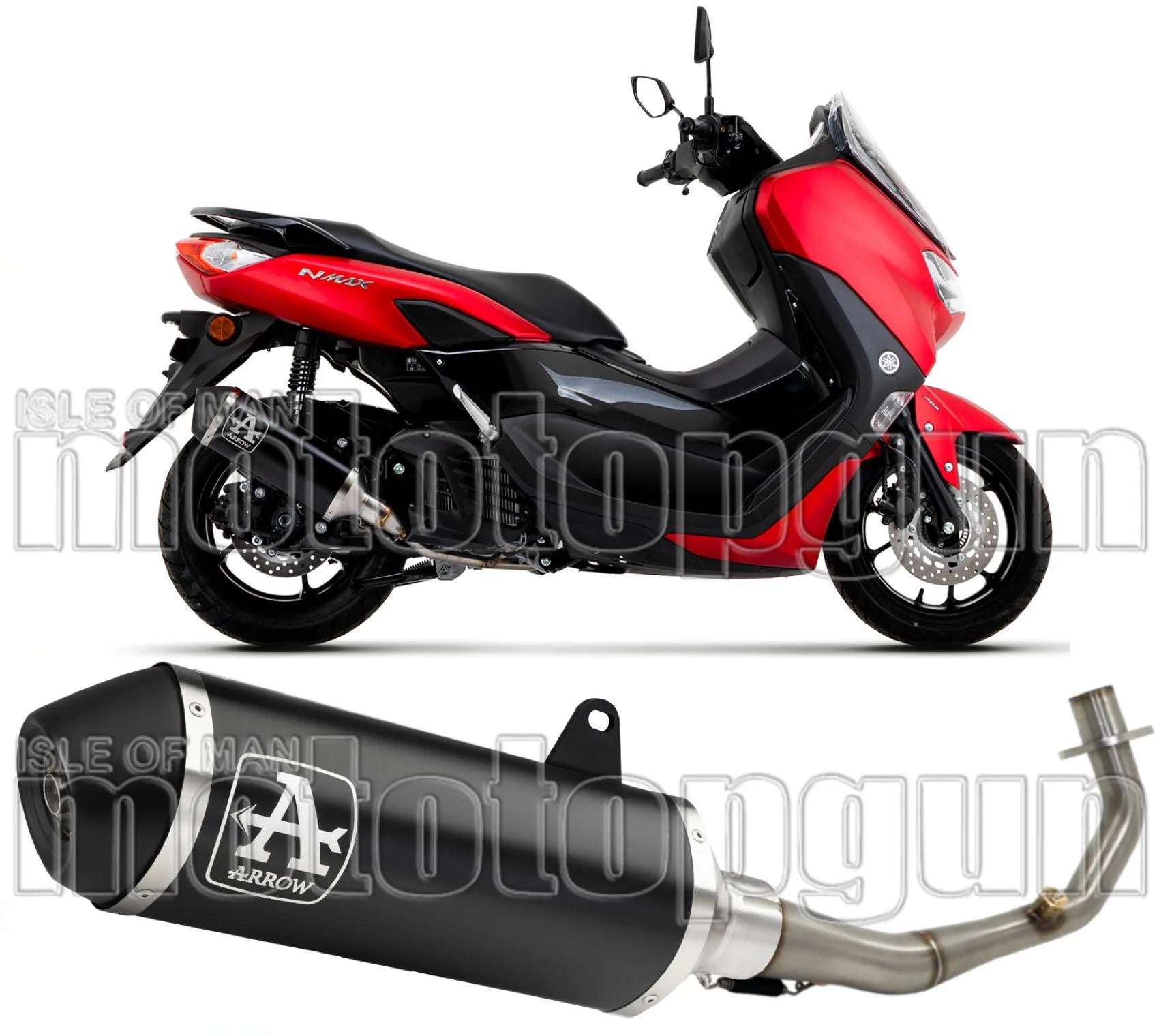Impianto Di Scarico Completo Non Catalizzato E Con Omologazione Suono Urban Alluminio Nero Acciaio Nero - Arrow Special Parts Compatibile Con Yamaha N-Max 125 (2021-2024)