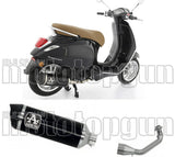 Complete Non-Catalytic Exhaust System With Sound Certification Race-Tech Black Aluminium Carbon - Arrow Special Parts Compatible With Piaggio Vespa Primavera 125 3V (2021-2023)