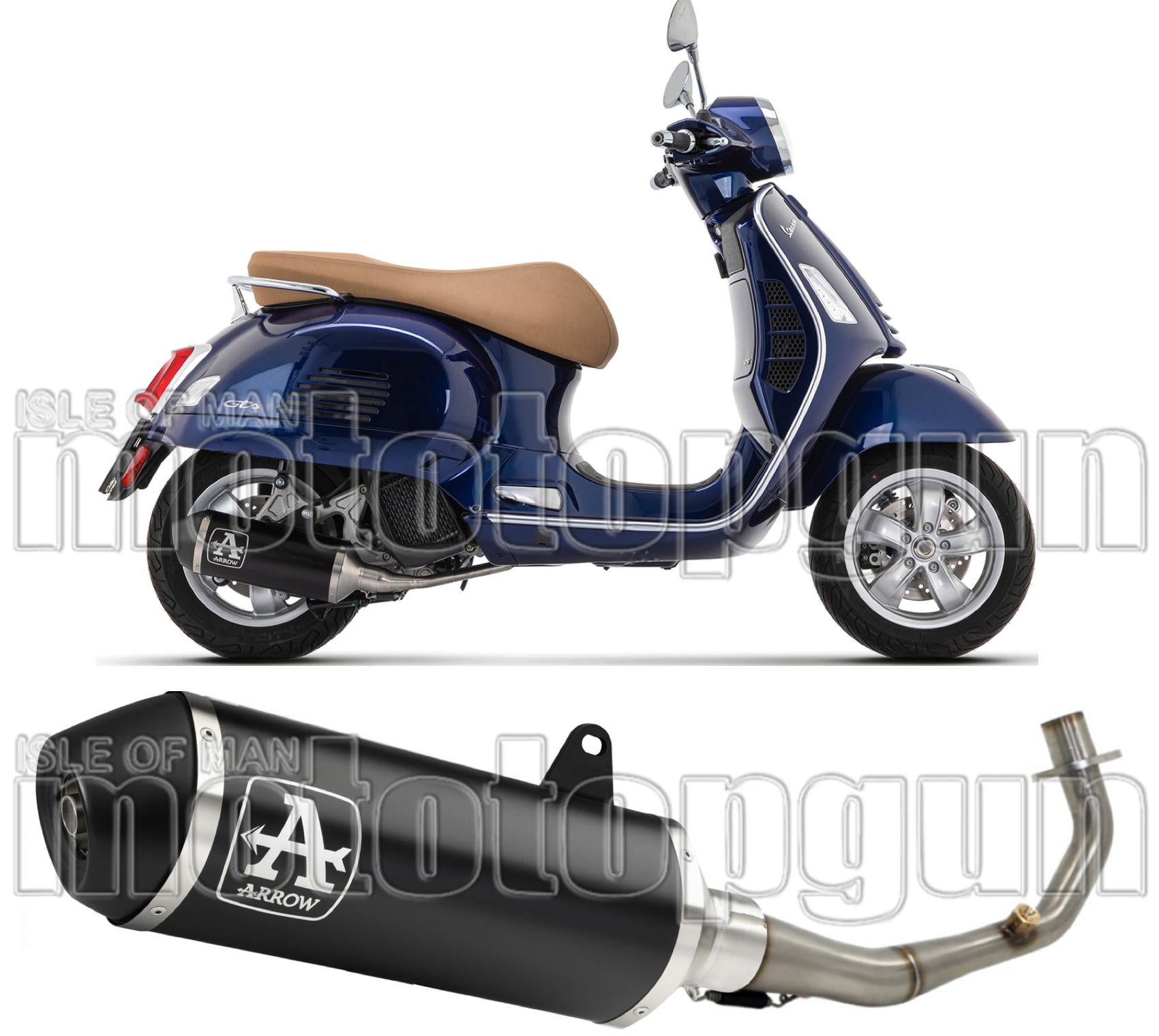 Complete Non-Catalytic Exhaust System With Sound Certification Urban Black Aluminium Stainless Steel Black - Arrow Special Parts Compatible With Piaggio Vespa Gts 125 Ie (2021-2023)