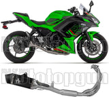 Impianto Di Scarico Completo Catalizzato E Con Omologazione Suono Veloce Alluminio Nero Fondello Carby - Arrow Special Parts Compatibile Con Kawasaki Ninja 650 35Kw (2024-2026)