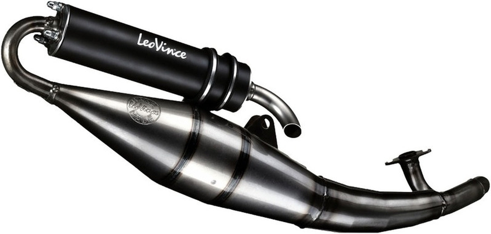 Complete Catalytic Exhaust System With Sound Certification Hand Made Tt Black Aluminum - Leovince Compatible With Peugeot Speedfight 3 50 Liquid (2009-2011)
