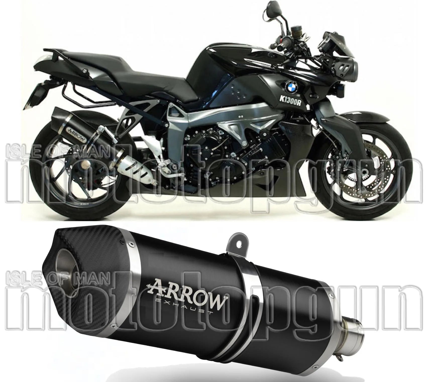 Terminale Di Scarico Catalizzato E Con Omologazione Suono Maxi Race-Tech Alluminio Nero Carbonio - Arrow Special Parts Compatibile Con Bmw K 1300 S (2012-2016)