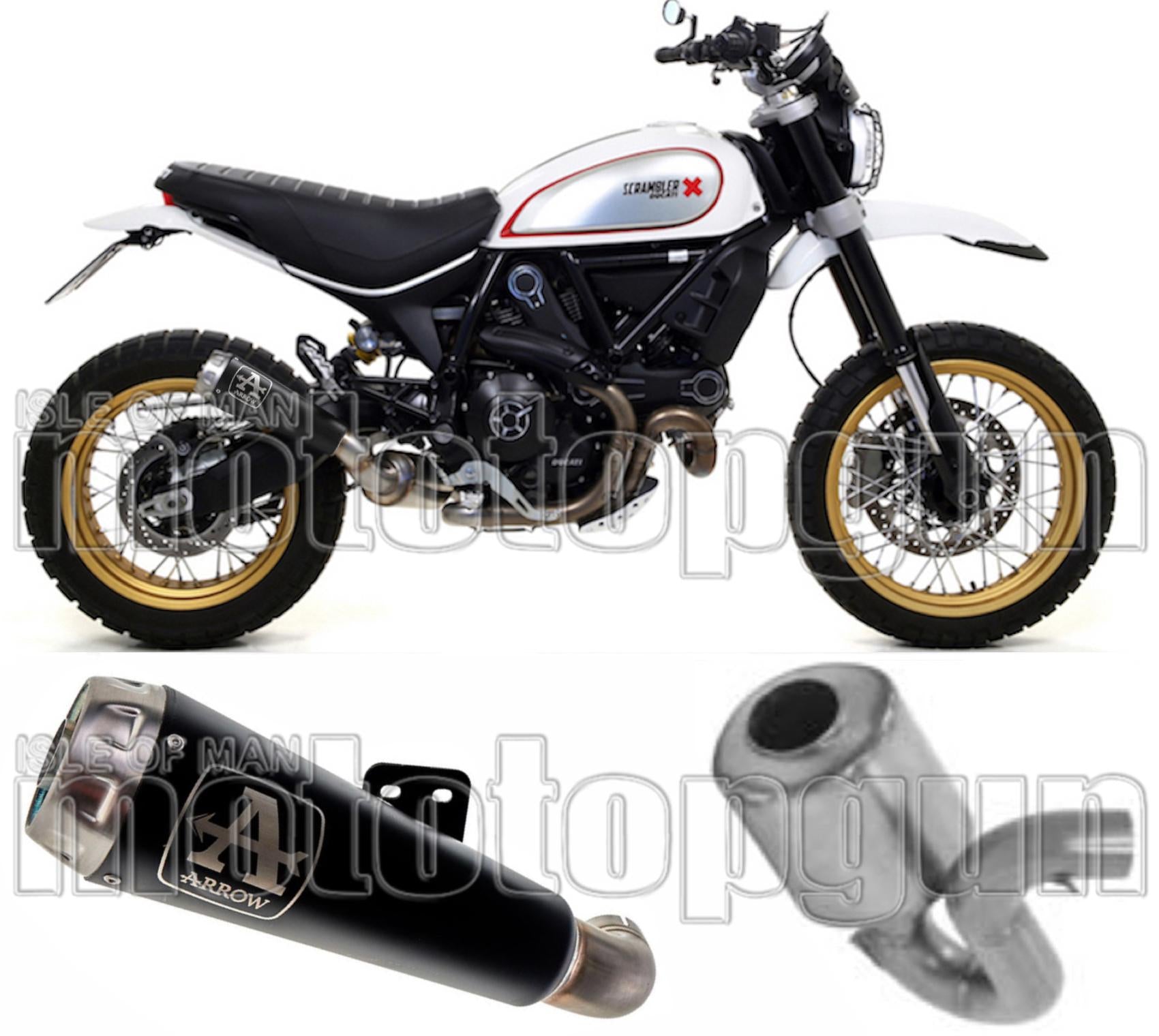 Catalytic Exhaust Tip With Sound Certification Pro-Race Black Nichrom Stainless Steel - Arrow Special Parts Compatible With Ducati Scrambler 800 Desert Sled (2017-2020)