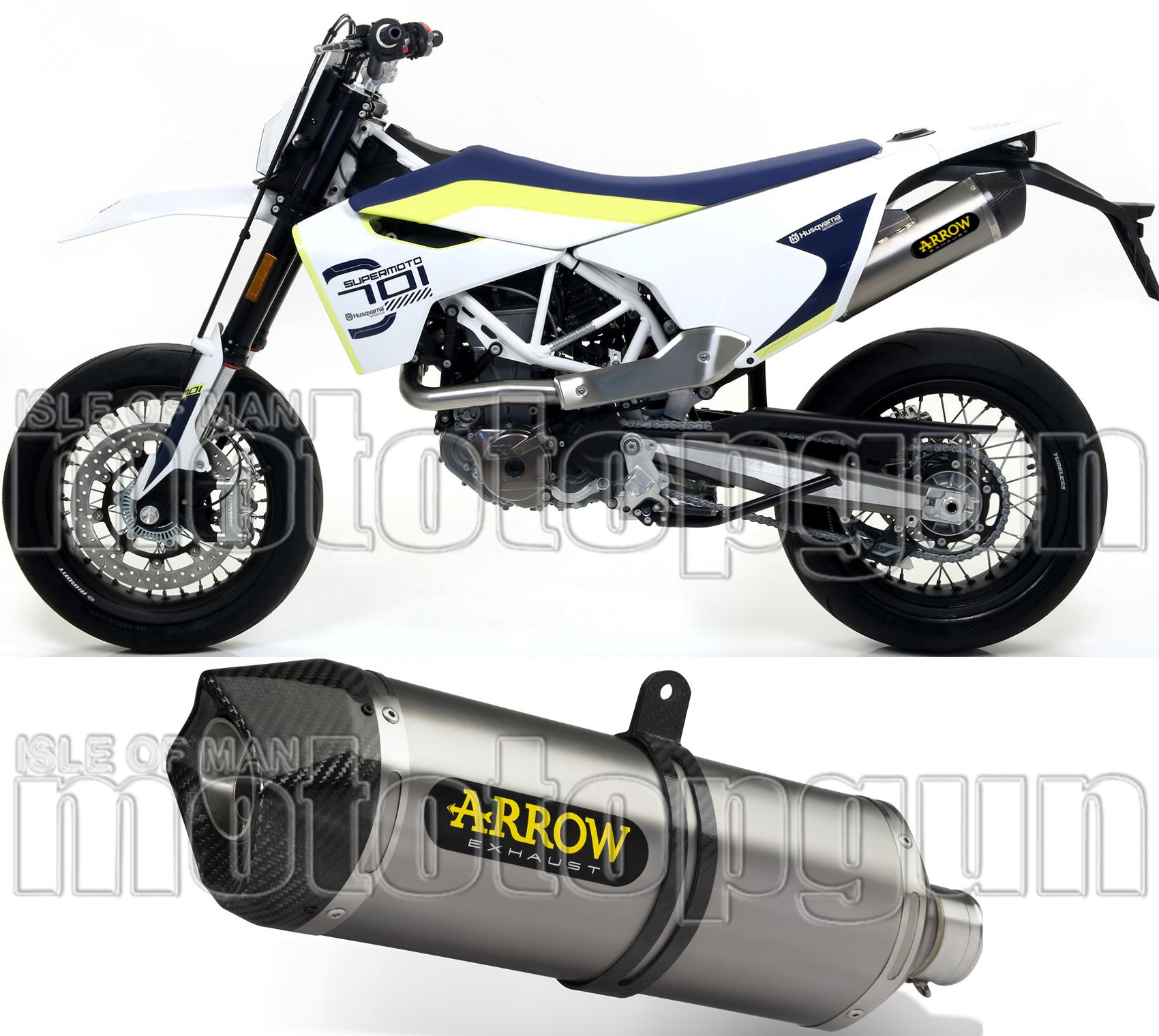 Catalytic Exhaust Tip With Sound Certification Race-Tech Aluminium Carbon - Arrow Special Parts Compatible With Husqvarna 701 Enduro (2017-2020)
