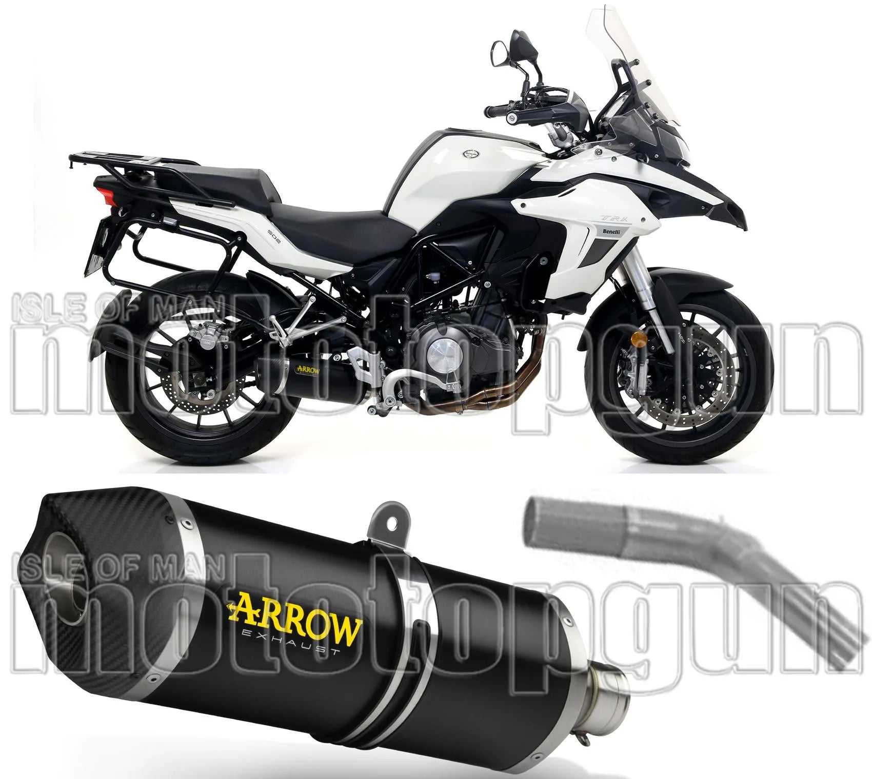 Terminale Di Scarico Catalizzato E Con Omologazione Suono Race-Tech Alluminio Nero Carbonio - Arrow Special Parts Compatibile Con Benelli Trk 502 (2017-2020)