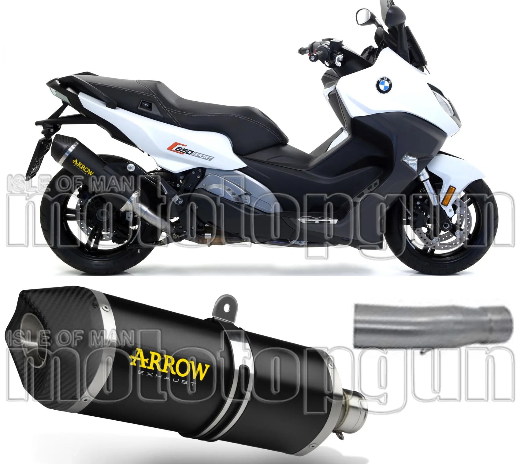 Terminale Di Scarico Catalizzato E Con Omologazione Suono Race-Tech Alluminio Nero Carbonio - Arrow Special Parts Compatibile Con Bmw C 650 Sport (2016-2020)