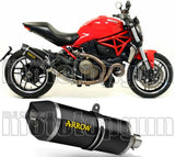 Catalytic Exhaust Tip With Sound Certification Race-Tech Black Aluminium Carbon - Arrow Special Parts Compatible With Ducati Monster 1200 (2014-2015)
