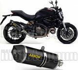 Catalytic Exhaust Tip With Sound Certification Race-Tech Black Aluminium Carbon - Arrow Special Parts Compatible With Ducati Monster 821 (2014-2017)