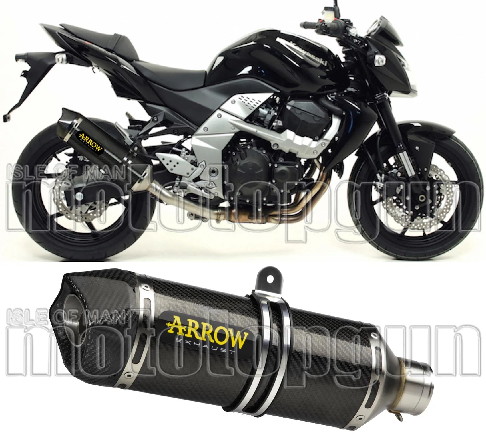 Terminale Di Scarico Con Omologazione Suono Race-Tech Carbonio Carbonio - Arrow Special Parts Compatibile Con Kawasaki Z 750 R (2011-2014)