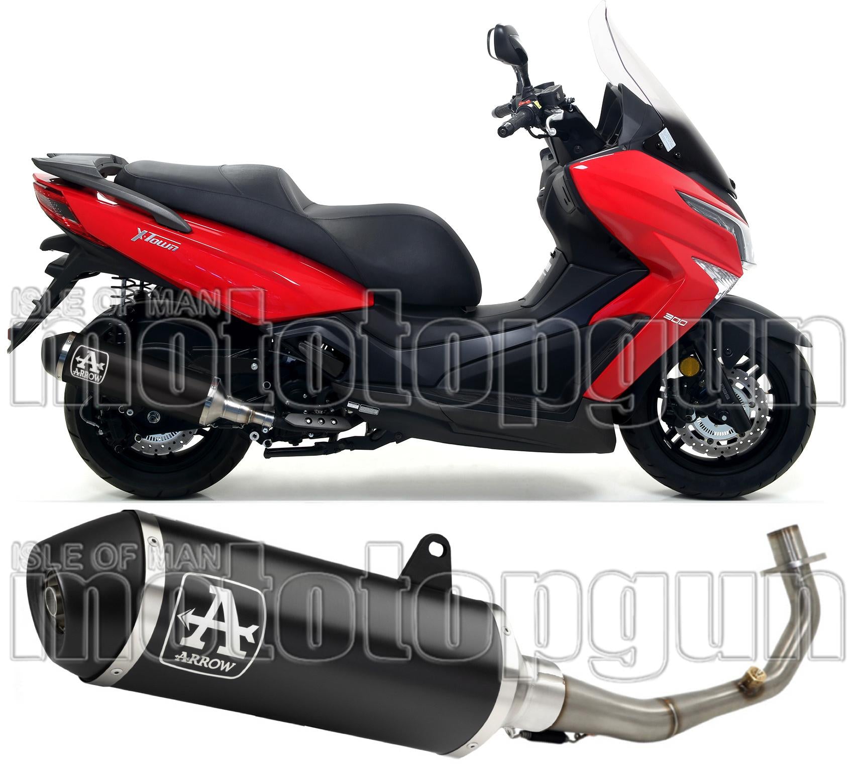 Non-Catalytic Exhaust Tip With Sound Certification Urban Black Aluminium Stainless Steel Black - Arrow Special Parts Compatible With Kymco X-Town 300 (2017-2020)
