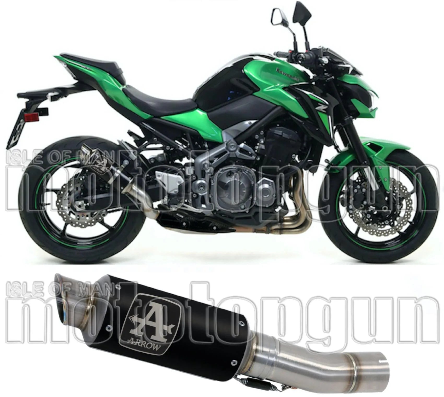 Terminale Di Scarico Con Omologazione Suono Gp2 Gp-2 Nichrom Nero Acciaio - Arrow Special Parts Compatibile Con Kawasaki Z 900 A2 (2019-2024)