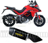 Terminale Di Scarico Con Omologazione Suono Indy-Race Alluminio Nero Carbonio - Arrow Special Parts Compatibile Con Ducati Multistrada 1200 (2015-2017)