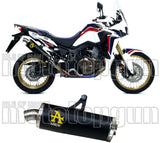 Terminale Di Scarico Con Omologazione Suono Maxi Race-Tech Alluminio Nero Acciaio - Arrow Special Parts Compatibile Con Honda Crf 1000 L Africa Twin (2016-2019)