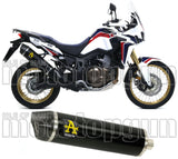 Terminale Di Scarico Con Omologazione Suono Maxi Race-Tech Alluminio Nero Carbonio - Arrow Special Parts Compatibile Con Honda Crf 1000 L Africa Twin Adventure Sports (2018-2019)