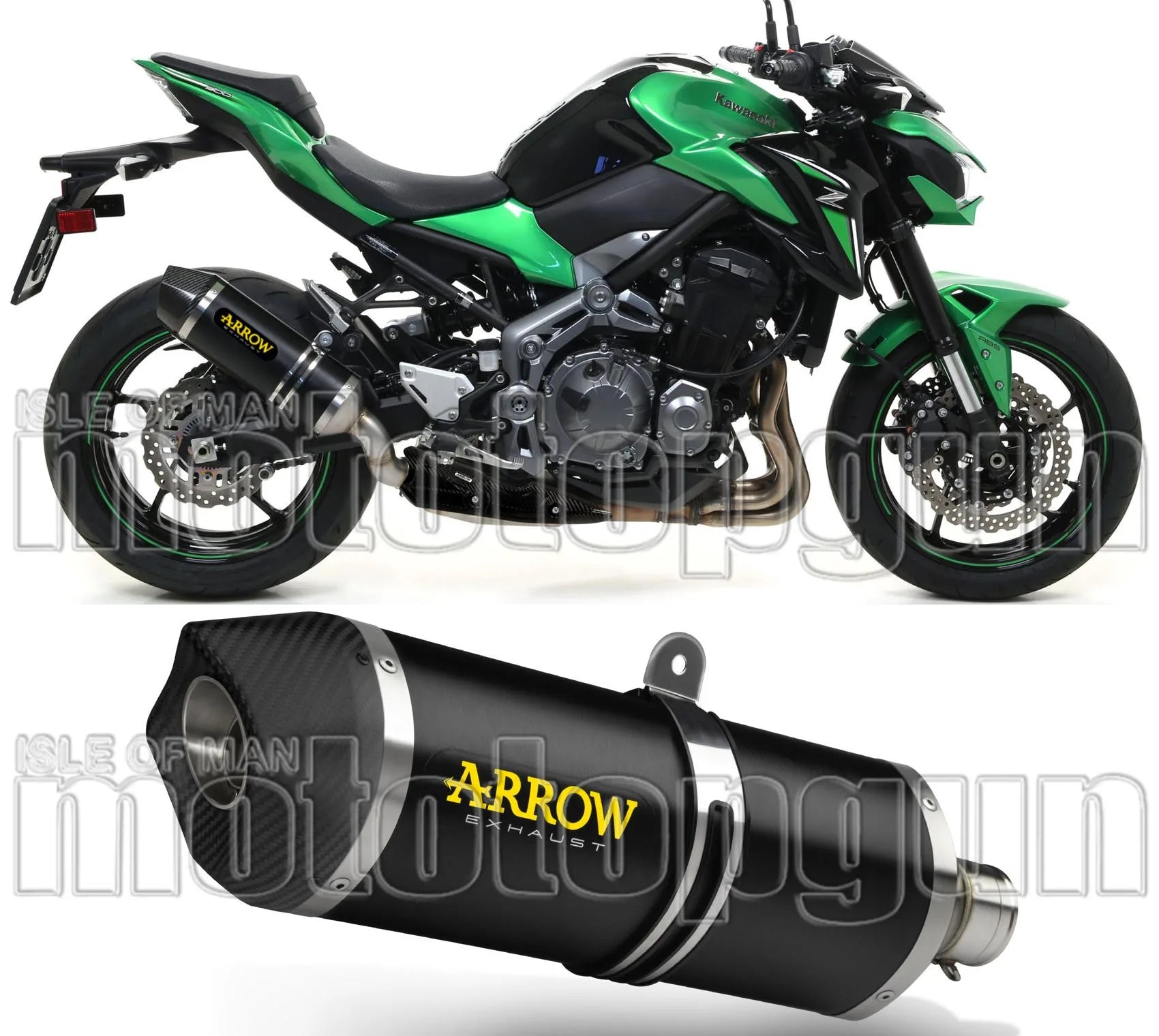 Terminale Di Scarico Con Omologazione Suono Race-Tech Alluminio Nero Carbonio - Arrow Special Parts Compatibile Con Kawasaki Z 900 A2 (2019-2024)