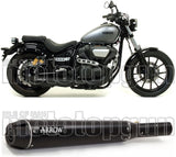 Terminale Di Scarico Con Omologazione Suono Rebel Alluminio Nero Carbonio - Arrow Special Parts Compatibile Con Yamaha Xv 950 R (2014-2016)