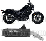 Terminale Di Scarico Con Omologazione Suono Rebel Alluminio Nero Carbonio - Arrow Special Parts Compatibile Con Honda Cmx 500 Rebel (2017-2024)